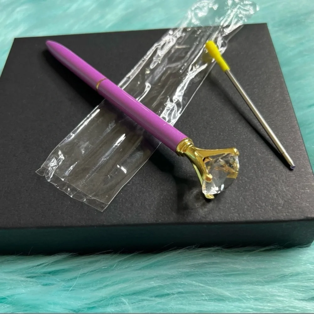 Diamond Top Purple METAL Ballpoint Pen With Black Ink Refill PinkRainCloud